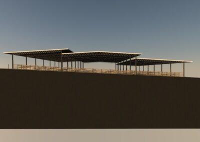 Design render of the Warrnambool Saleyards roof built by Bolden Constructions